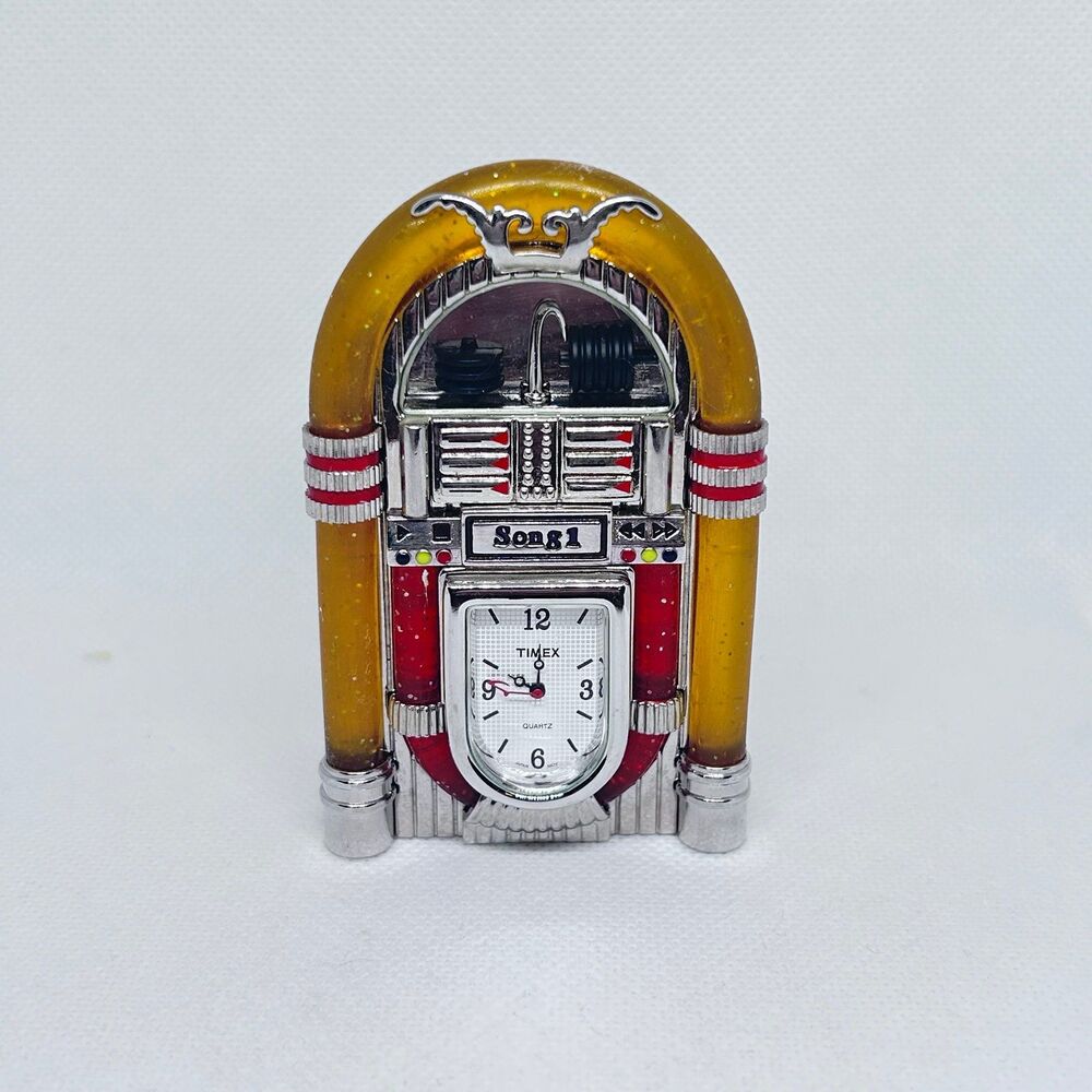 Timex Quartz Collectible Mini Desk Clock JUKEBOX Shelf Clock